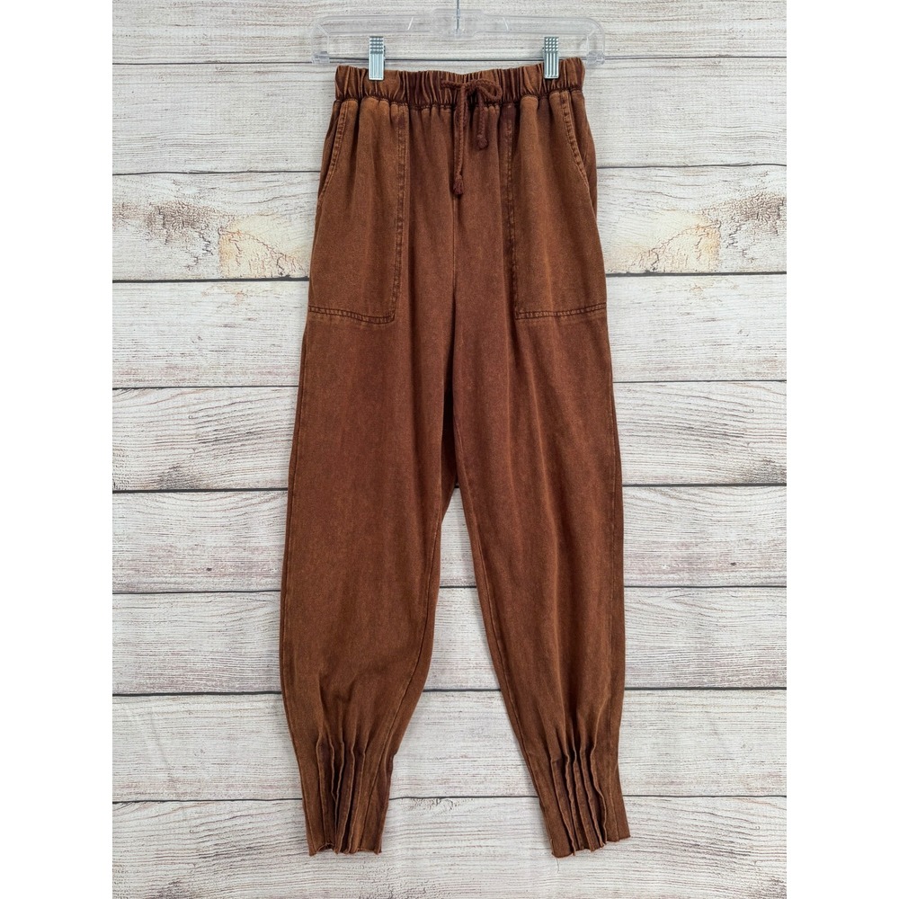 Free People Tapered Joggers Women Small Brown Pleated Cuff High Rise OB1226980